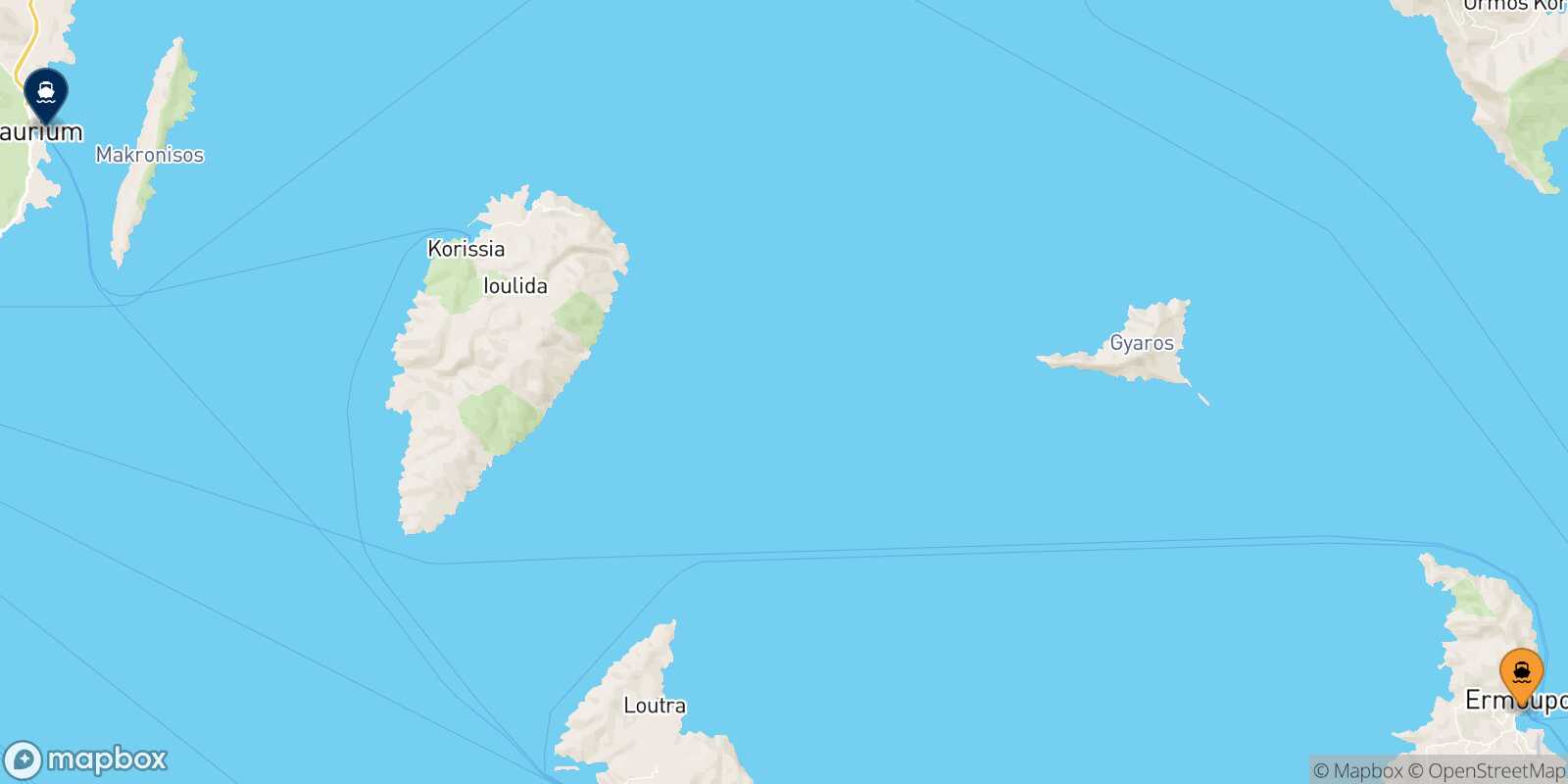 Mappa della rotta Syros Lavrio