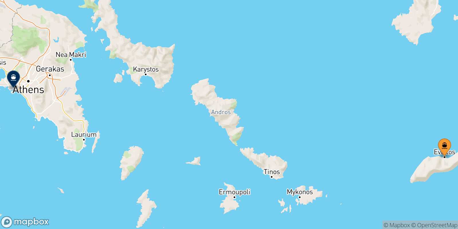 Mappa della rotta Agios Kirikos (Ikaria) Pireo