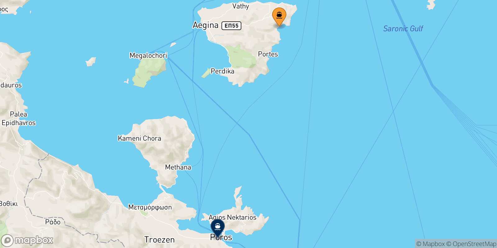 Mappa della rotta Agia Marina (Aegina) Hydra